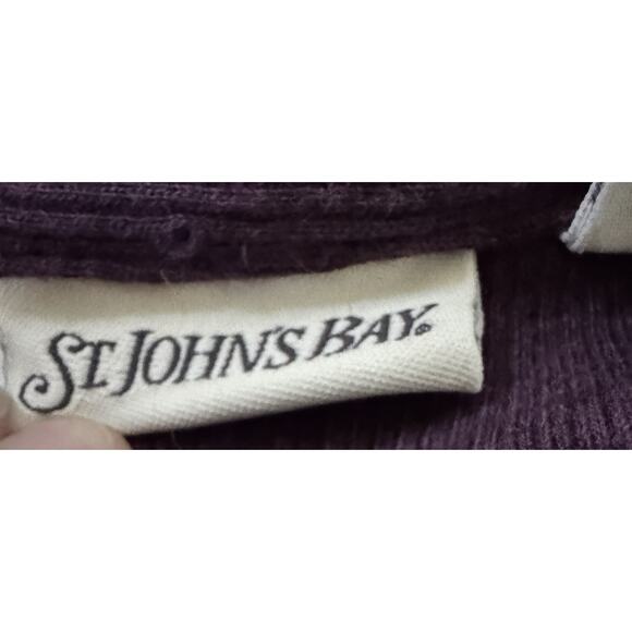St John’s Bay Ribbed Polo Tunic Top Purple Wine Autumn Cozy Fall Relaxed XL - Picture 7 of 10